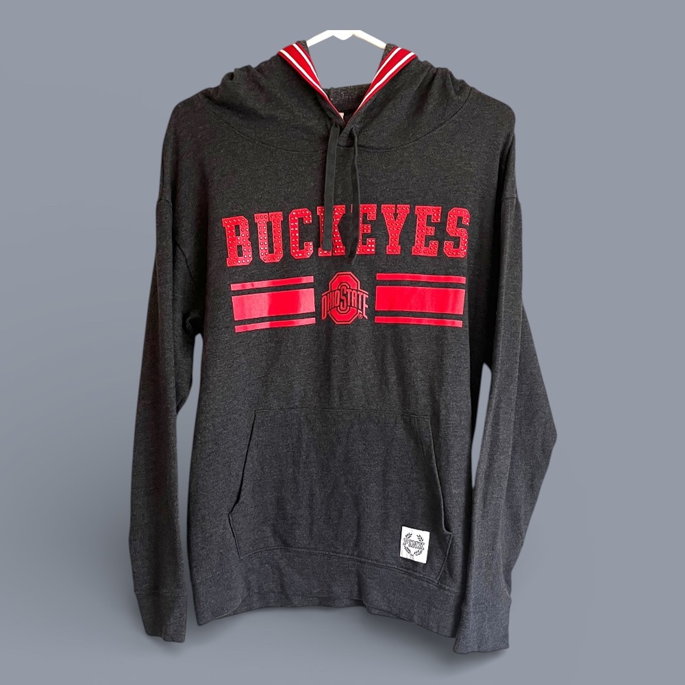 PINK Ohio State Buckeyes Oversized Bedazzled Lightweight Hoodie Size Small